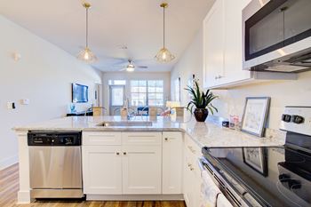 Kitchen with black appliances